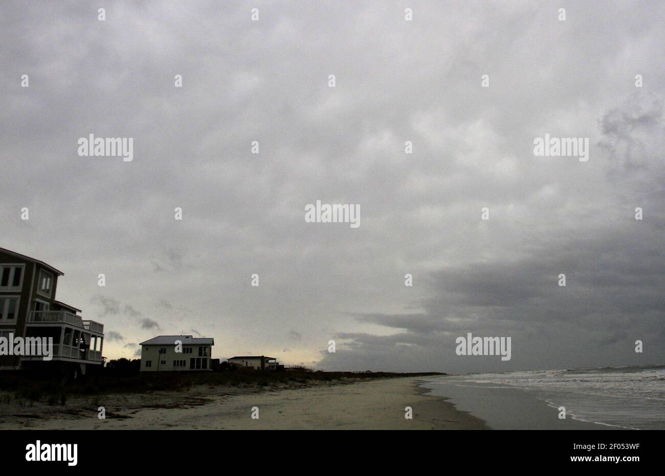 Hurricane Sandy stays offshore, as viewed from a beach access point on
