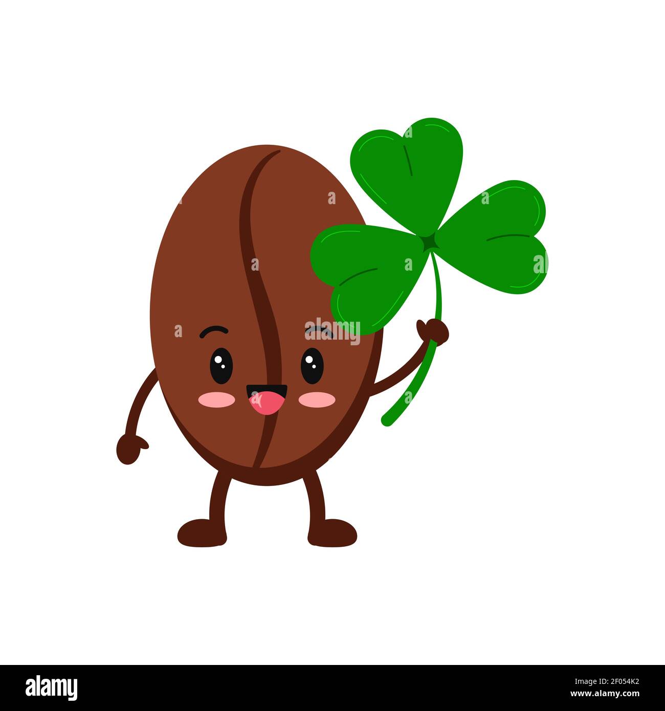 St Patrick day coffee bean boy icon isolated. Stock Vector