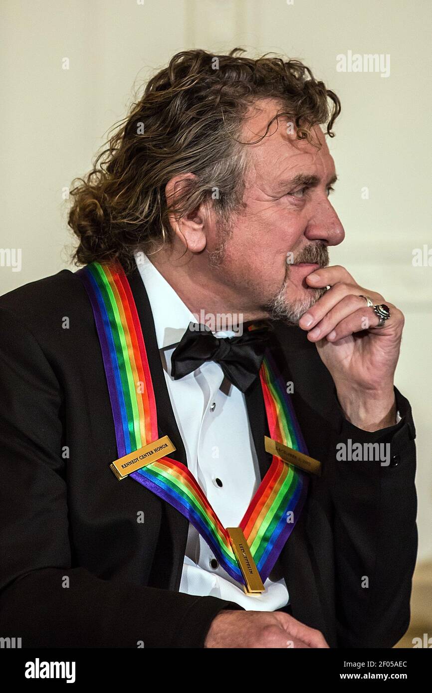 Robert Plant of the band Led Zeppelin attends the Kennedy Center Honors  reception at the White House on Sunday, December 2, 2012 in Washington,  D.C. The Kennedy Center Honors recognized seven individuals -