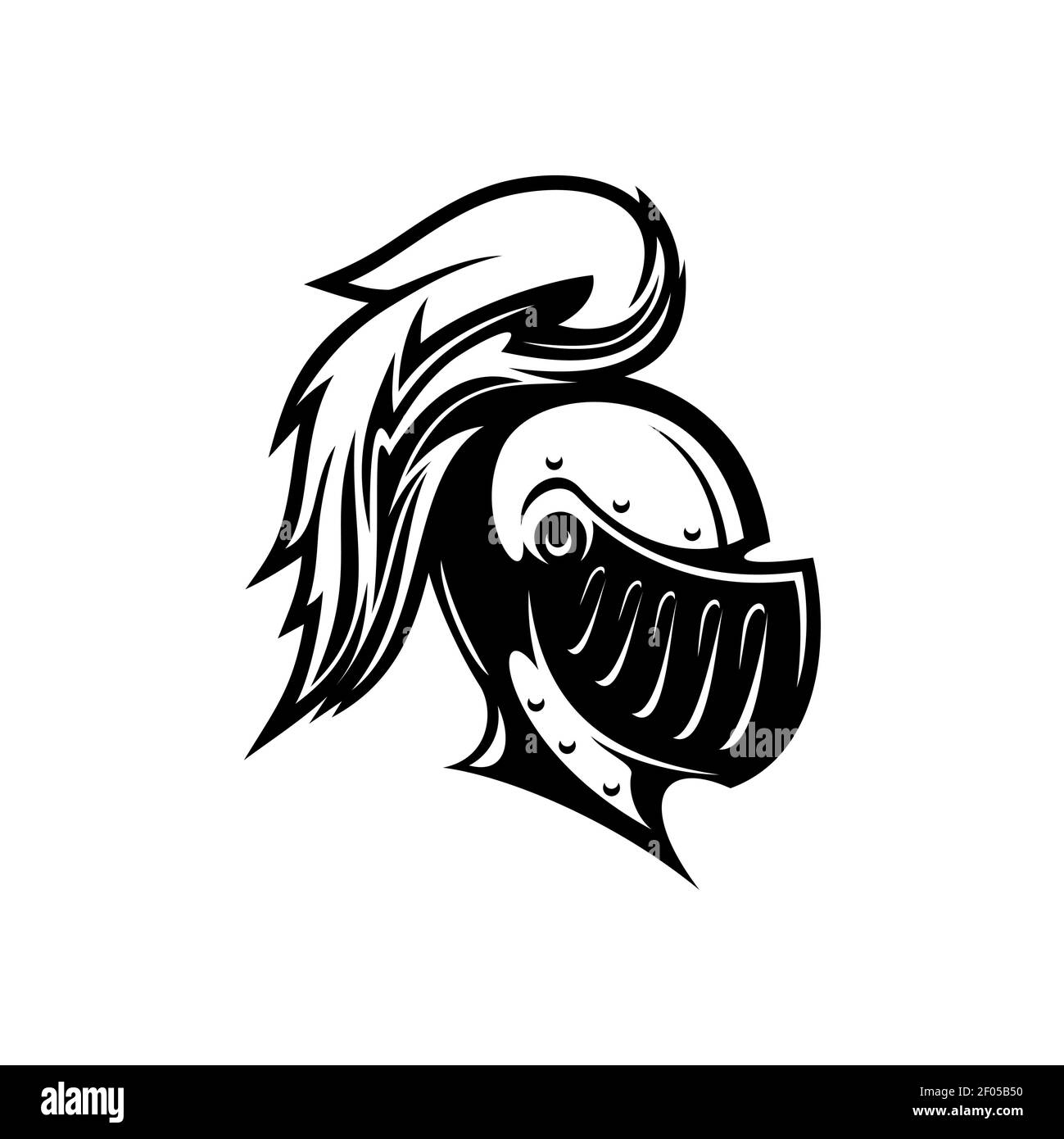 Crusader head isolated medieval knight head icon. Vector profile view