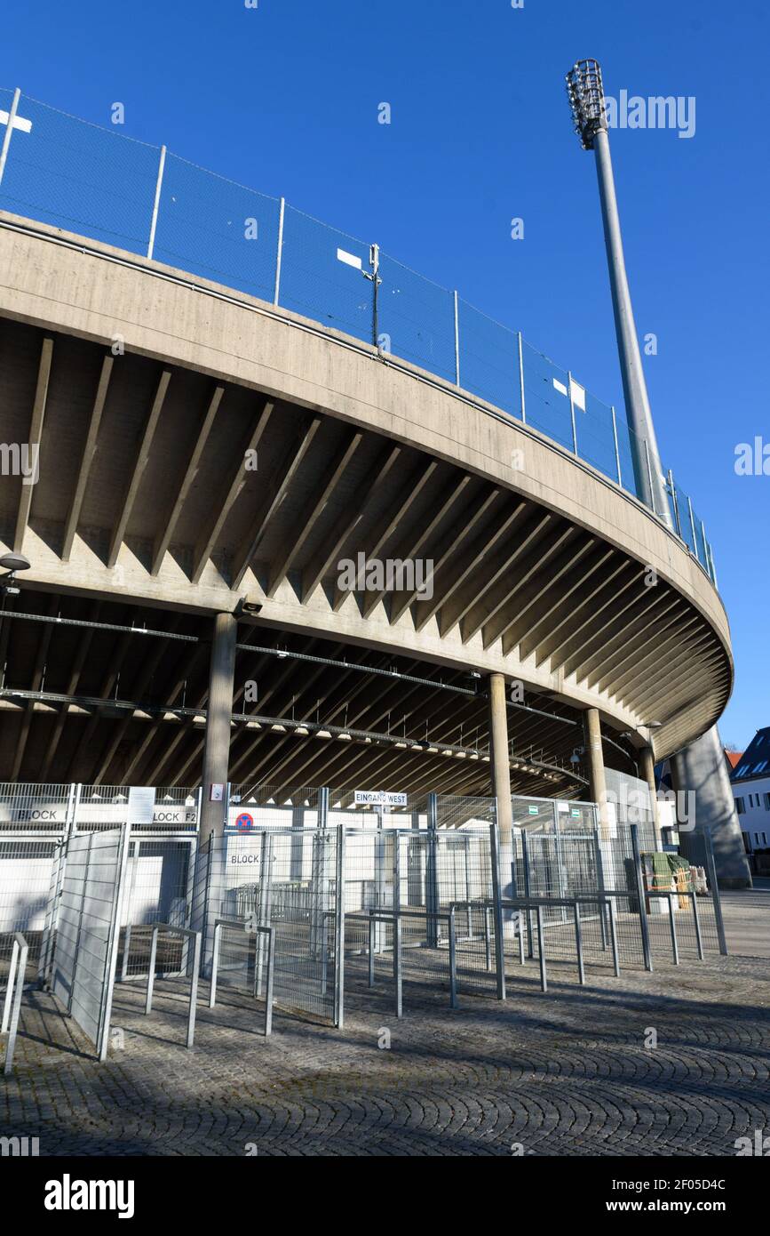 Munich, Germany. 06th Mar, 2021. Outside the Gruenwalder Stadion with view of the West stand Credit: SPP Sport Press Photo. /Alamy Live News Stock Photo