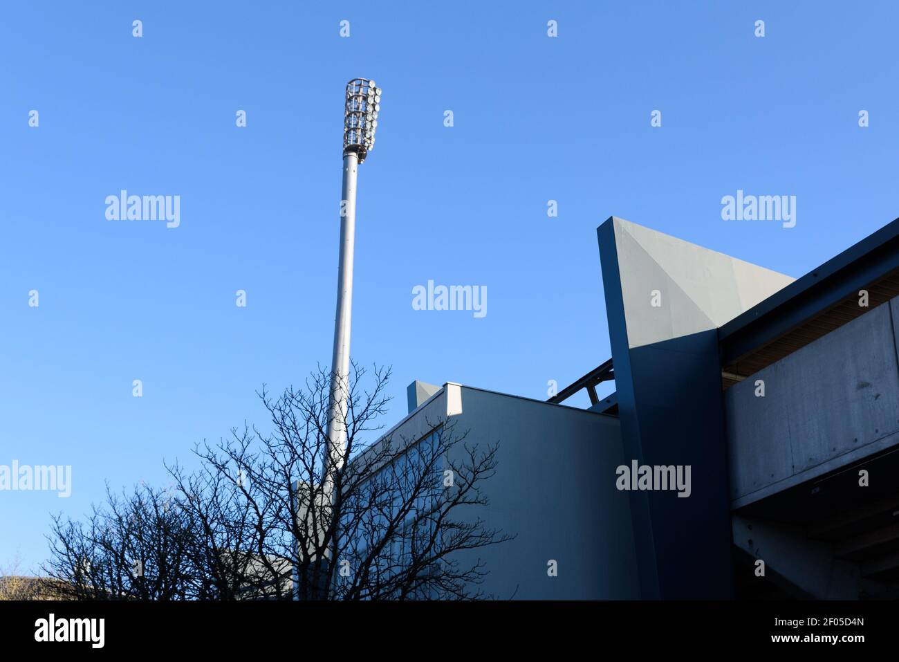 Munich, Germany. 06th Mar, 2021. Floodlight pole of the Gruenwalder Stadion Credit: SPP Sport Press Photo. /Alamy Live News Stock Photo