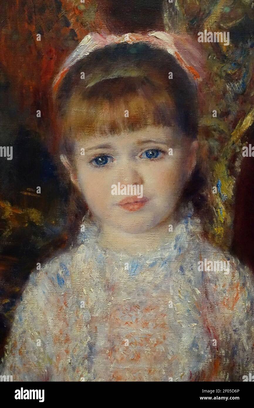 Pink and Blue, the Cahen d'Anvers Girls, by Pierre-Auguste Renoir, detail 1, 1881, oil on canvas Stock Photo