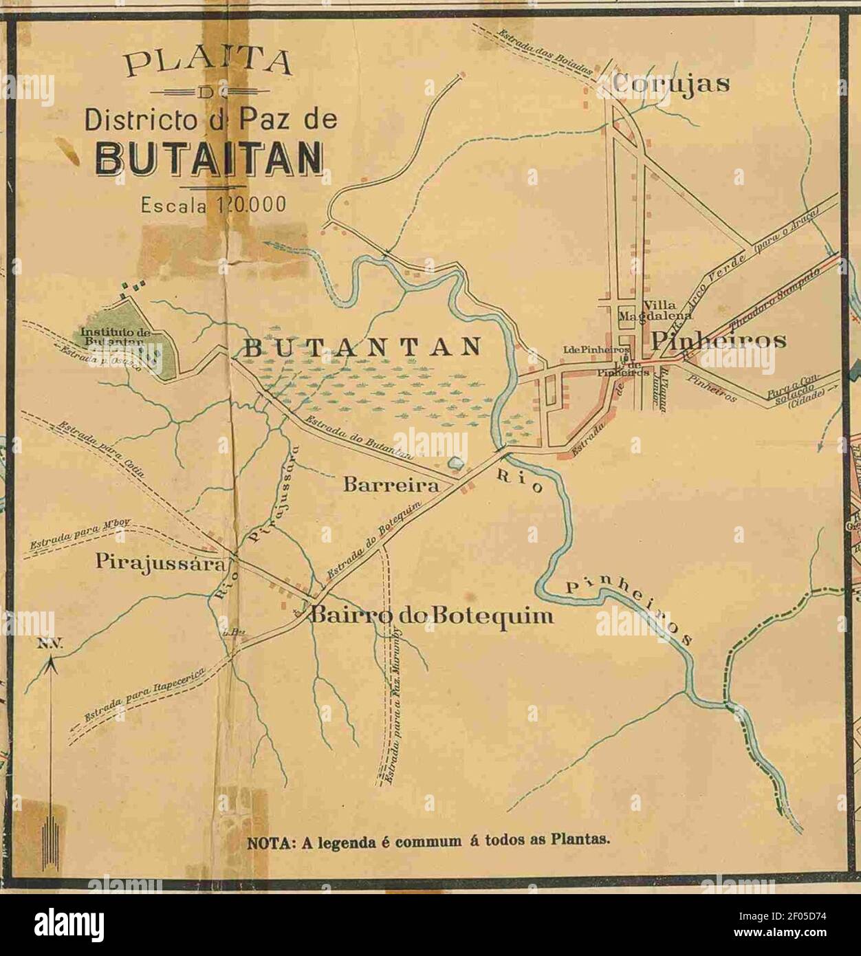 Pinheiros e Butantã em 1913. Stock Photo