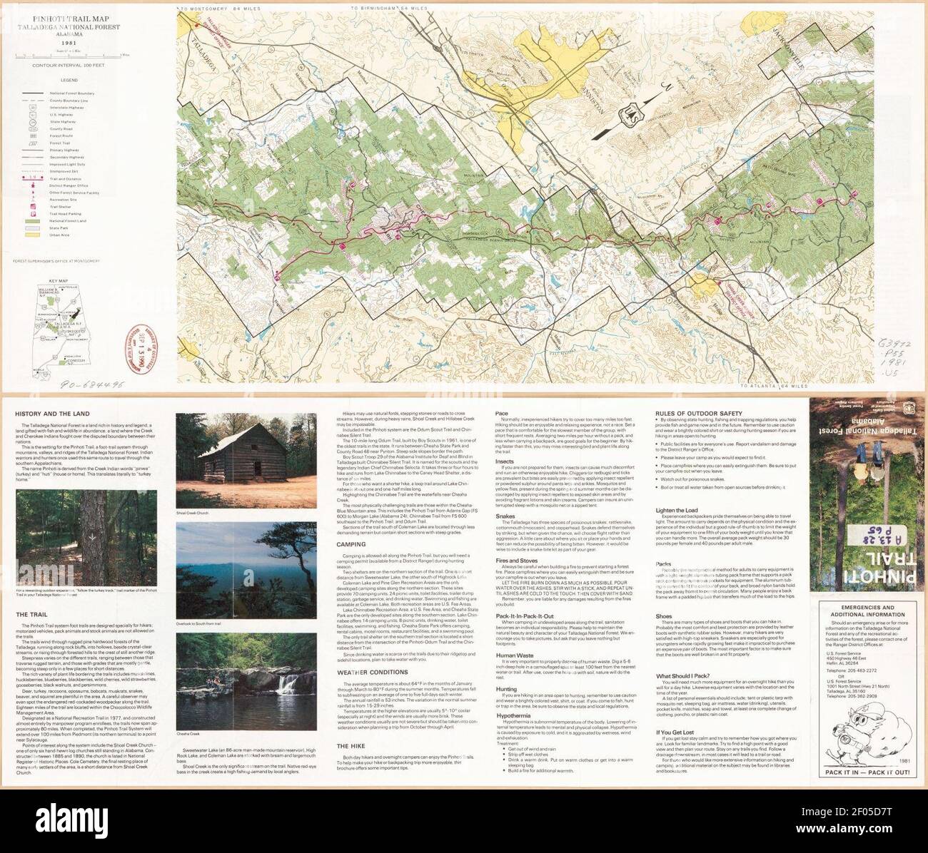 Pinhoti Trail map, Talladega National Forest, Alabama Stock Photo - Alamy