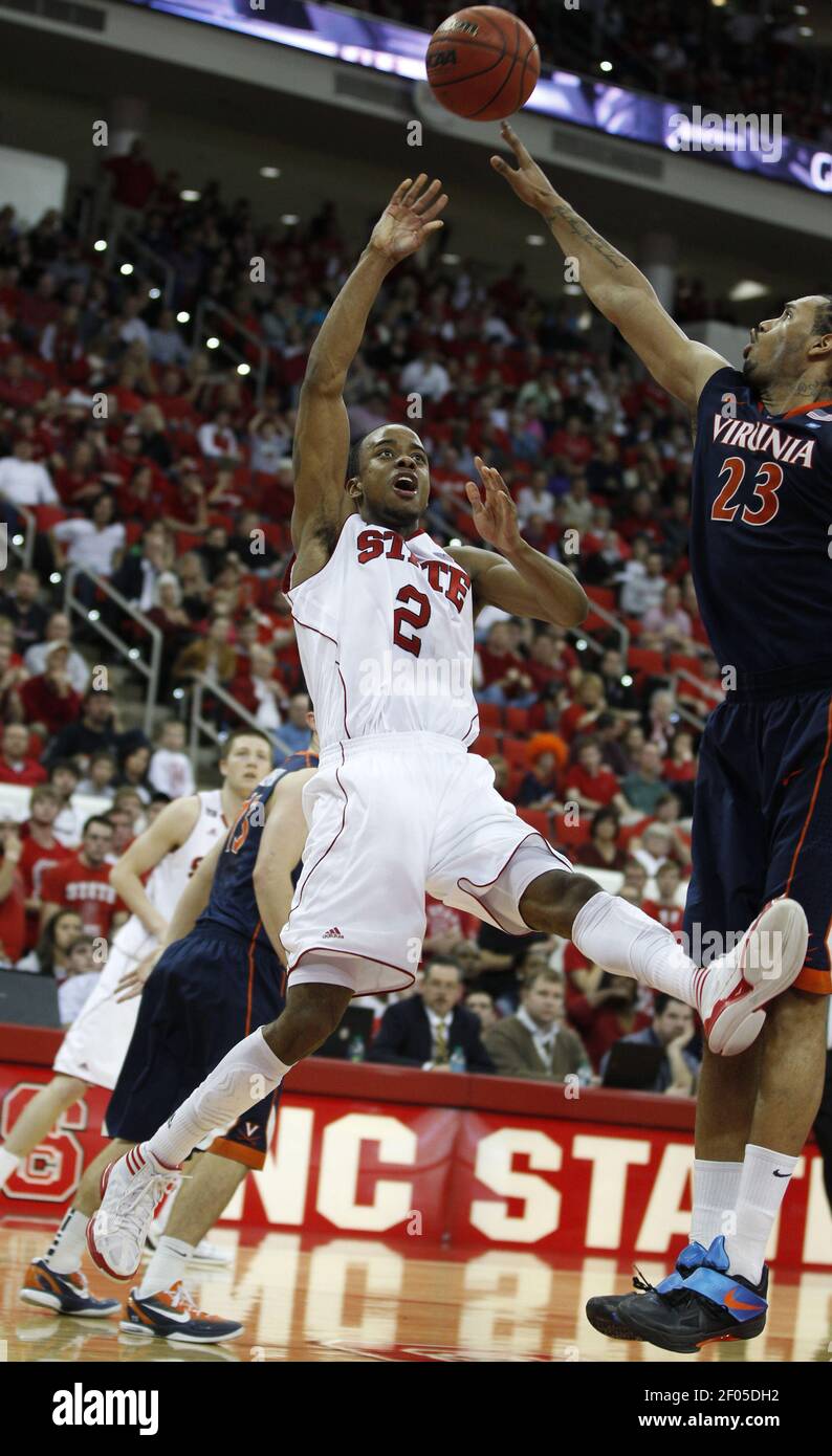 North Carolina State's Lorenzo Brown (2) shoots over Virginia's Mike ...
