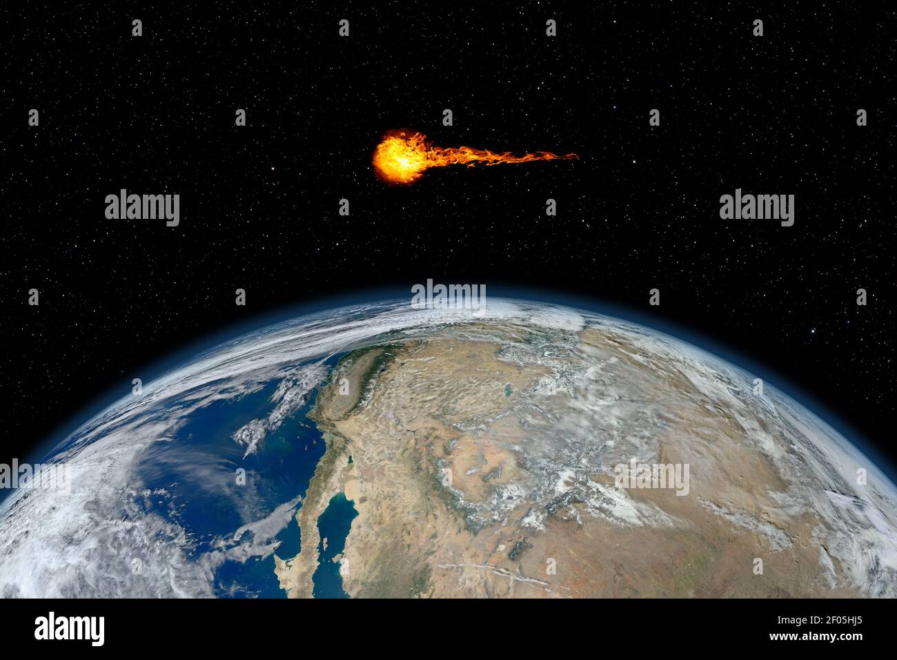 Asteroid passing Earth, elements of this image furnished by NASA
