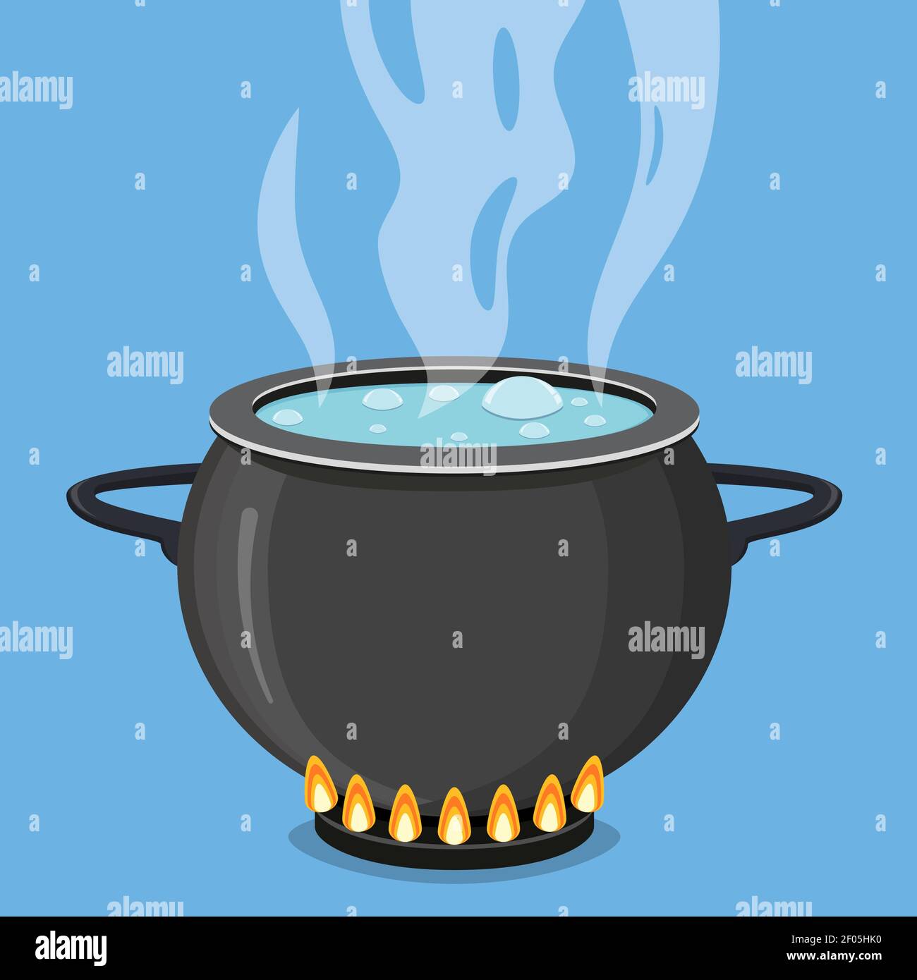 Boiling water in black pan. Cooking concept Stock Vector Image & Art