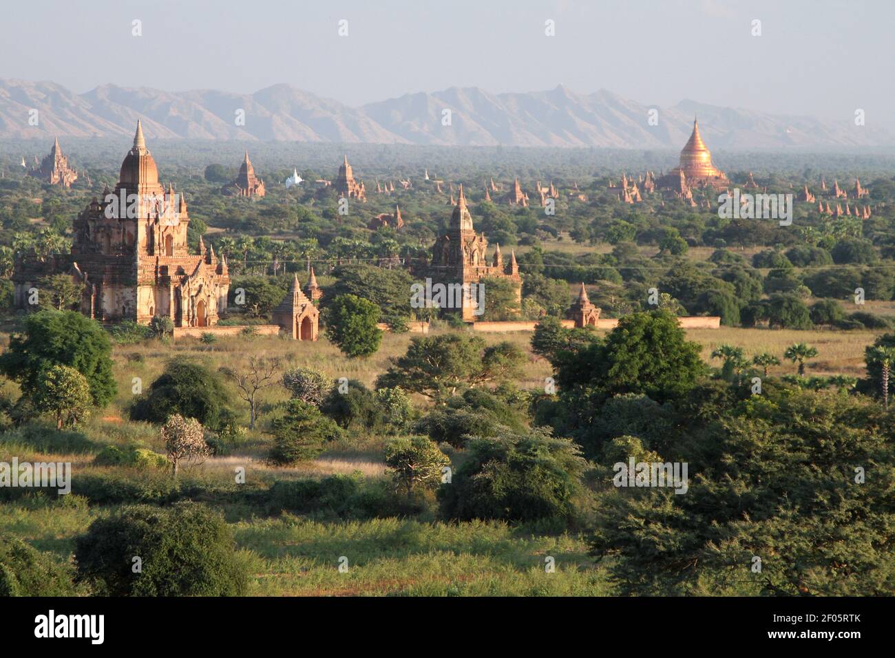 Temples catch the evening light in Bagan, Burma (Myanmar). (Photo by Dominic Dudley / Pacific Press) *** Please Use Credit from Credit Field *** Stock Photo
