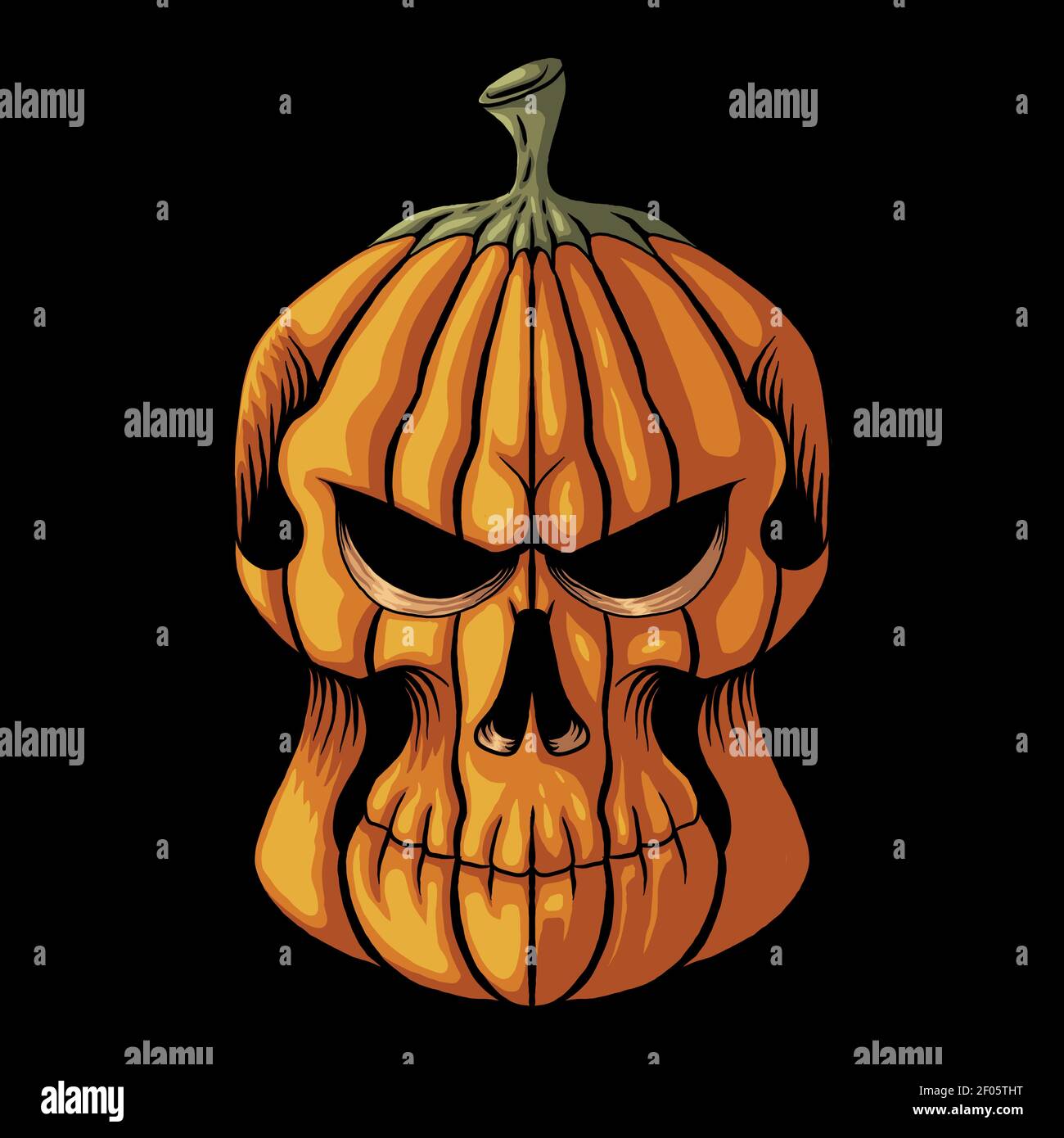 Halloween Pumpkin skull head vector illustration for your company or