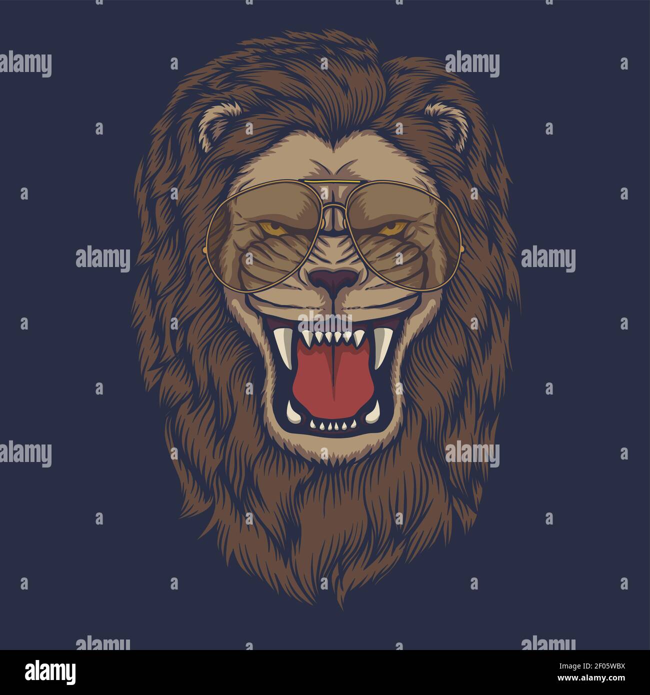 Lion angry head eyeglasses vector illustration for your company or brand Stock Vector