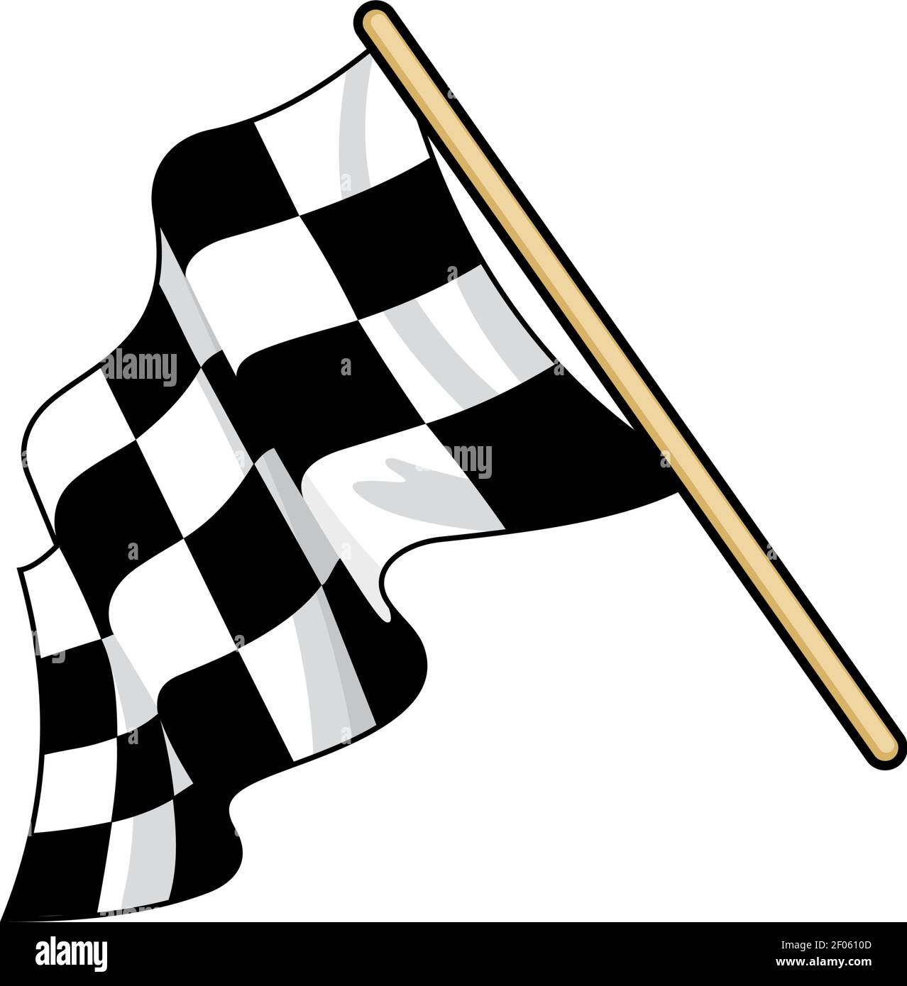 Checkered race flag flat vector illustration. Speed racing competition flag cartoon sticker. Motocross, carting championship symbol. Start, finish sig Stock Vector