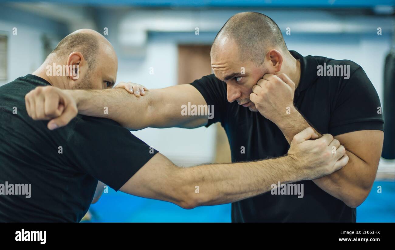 Sparring training and demonstration of street fight technique against