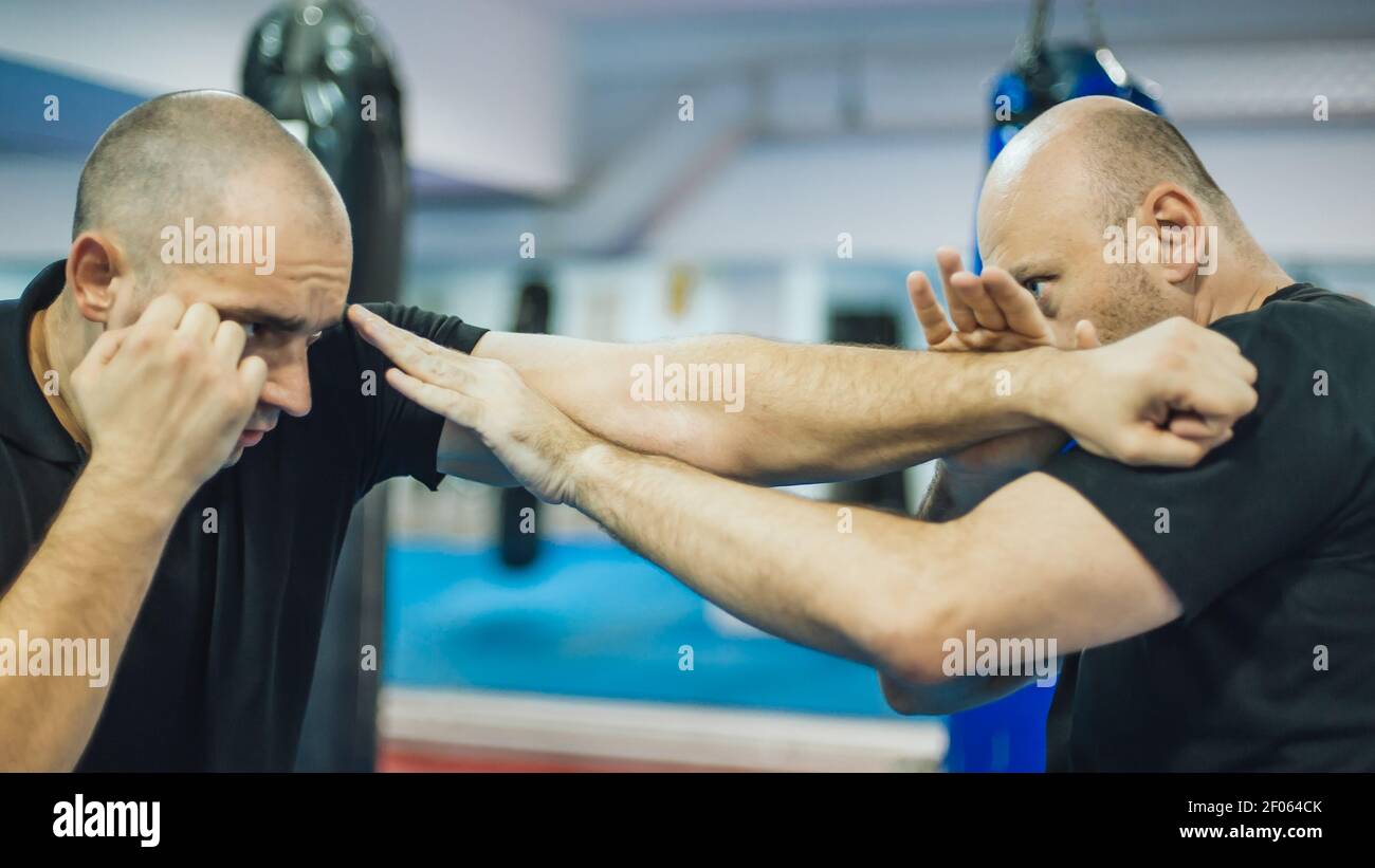 Sparring training and demonstration of street fight technique against