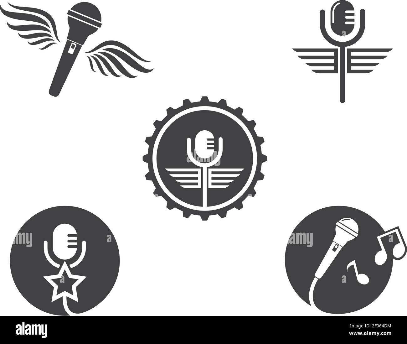microphone icon logo of karaoke and musical vector illustration design template Stock Vector