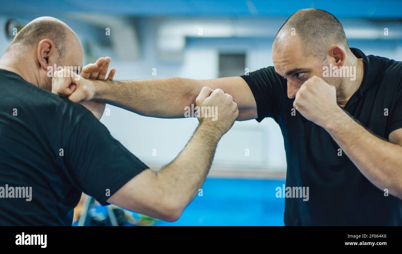 Sparring training and demonstration of street fight technique against