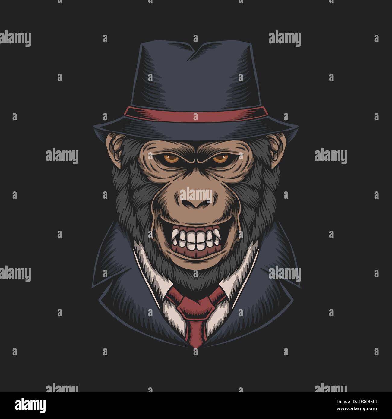 Mafia Monkey vector illustration for your company or brand Stock Vector