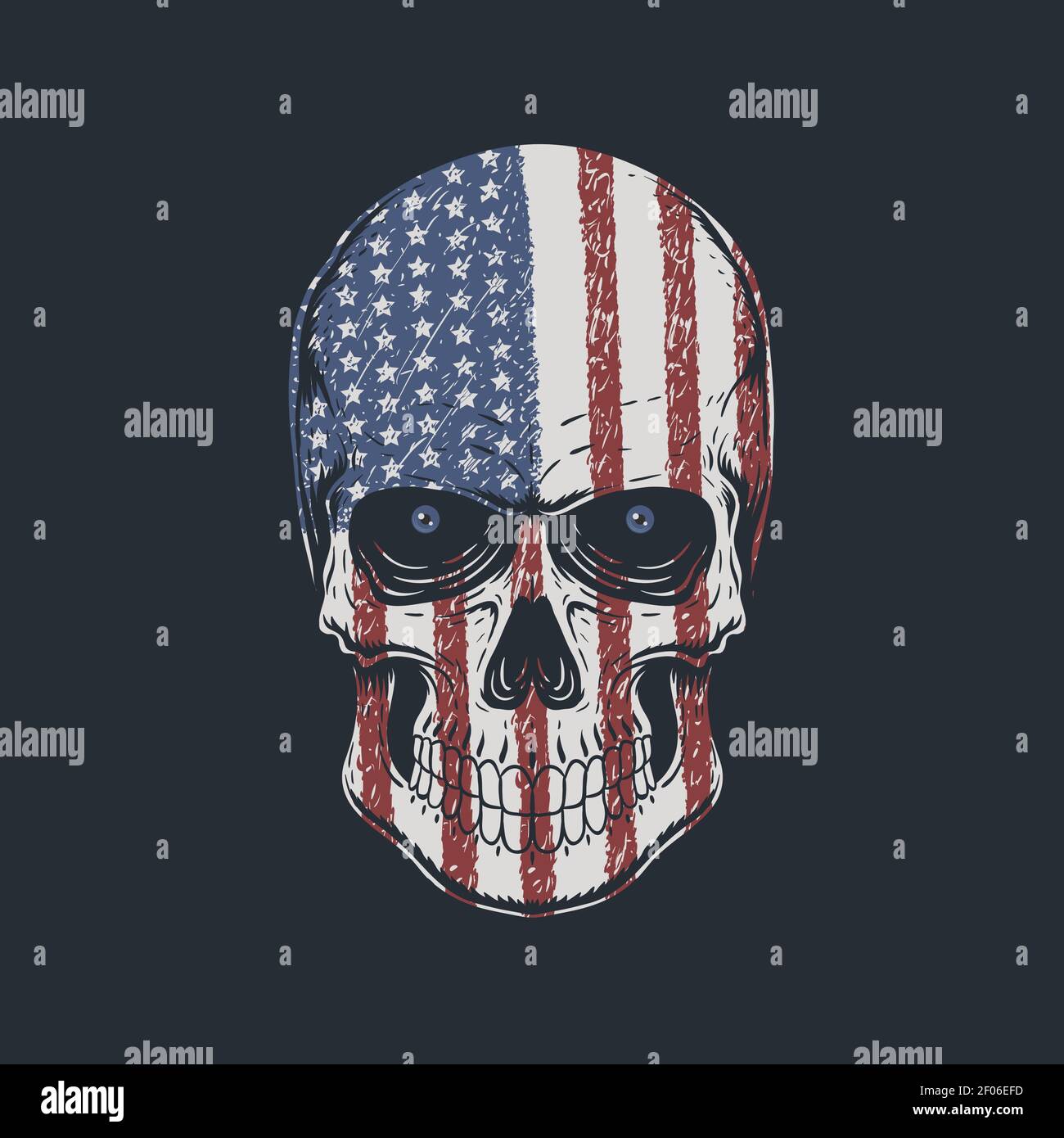 Skull head America illustration for your company or brand Stock Vector