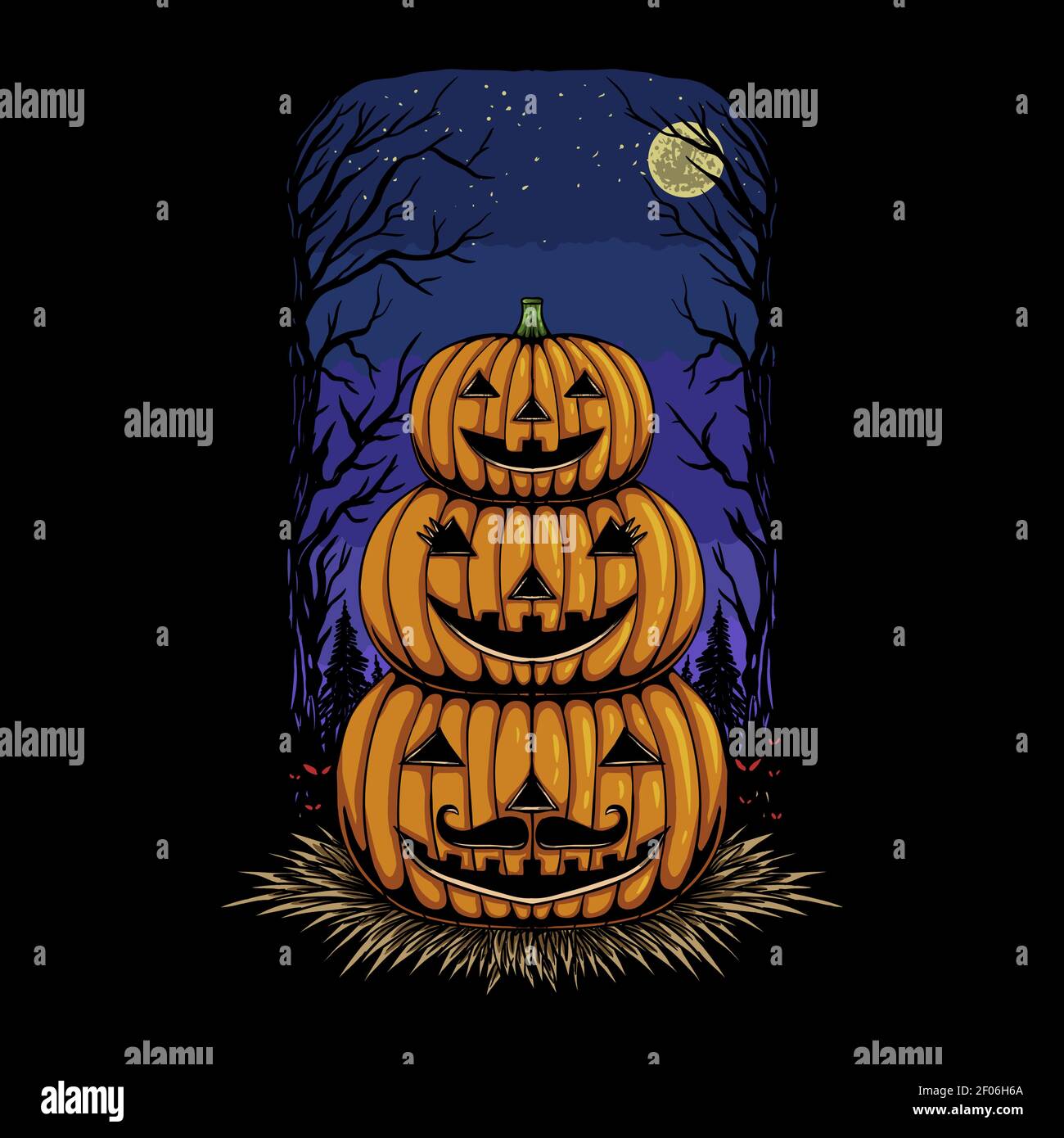 Halloween Family Pumpkin head vector illustration for your company or brand Stock Vector