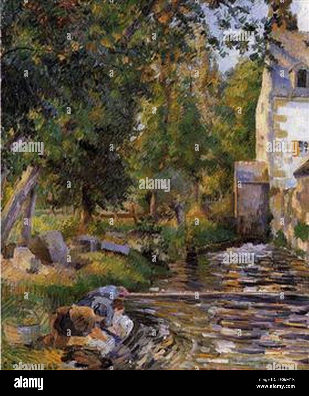 Pissarro laundryandmillatosny1884 Stock Photo Alamy