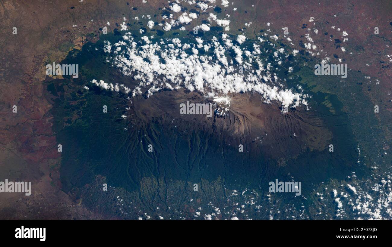 Aerial of Mt. Kilimanjaro, Tanzania Stock Photo