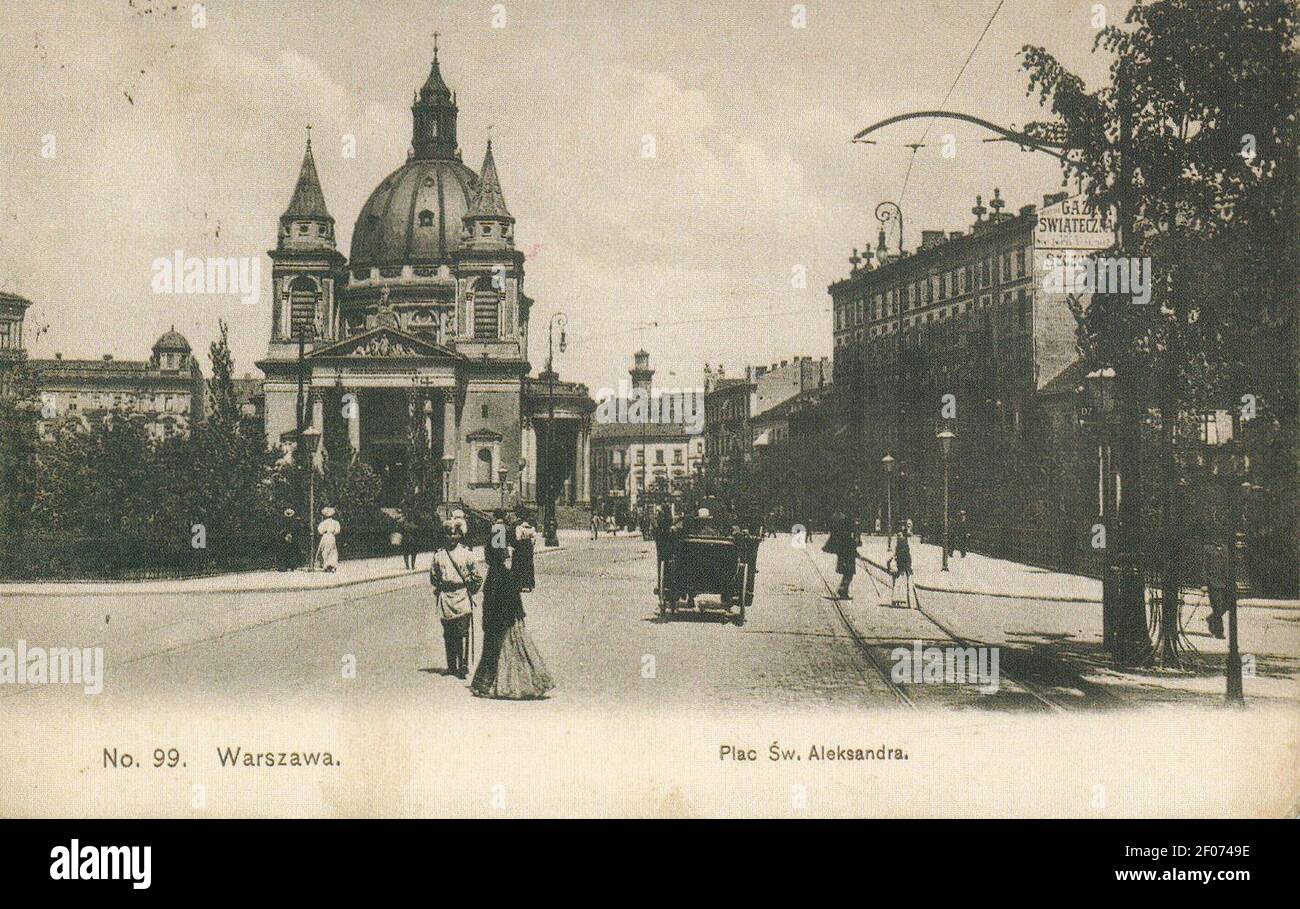 Plac Trzech Krzyży w Warszawie przed I wojną światową. Stock Photo