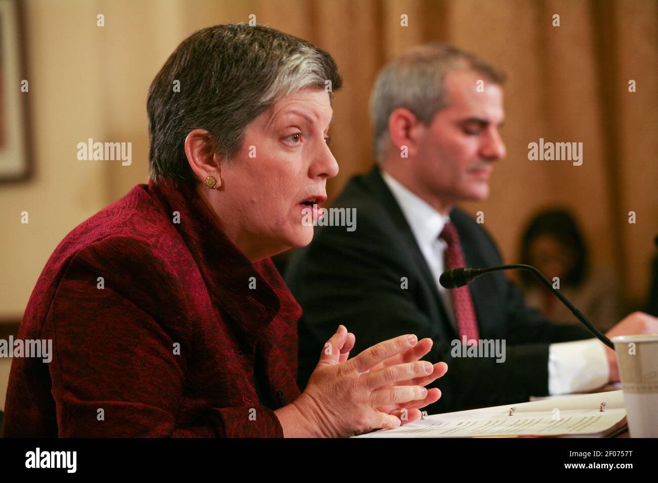 09 February 2011 - Washington, DC - Janet Napolitano, Secretary, Department  of Homeland Security and Michael Leiter, Director, National  Counterterrorism Center (NCTC) testify before the House Homeland Security  hearing. Photo Credit: Gary