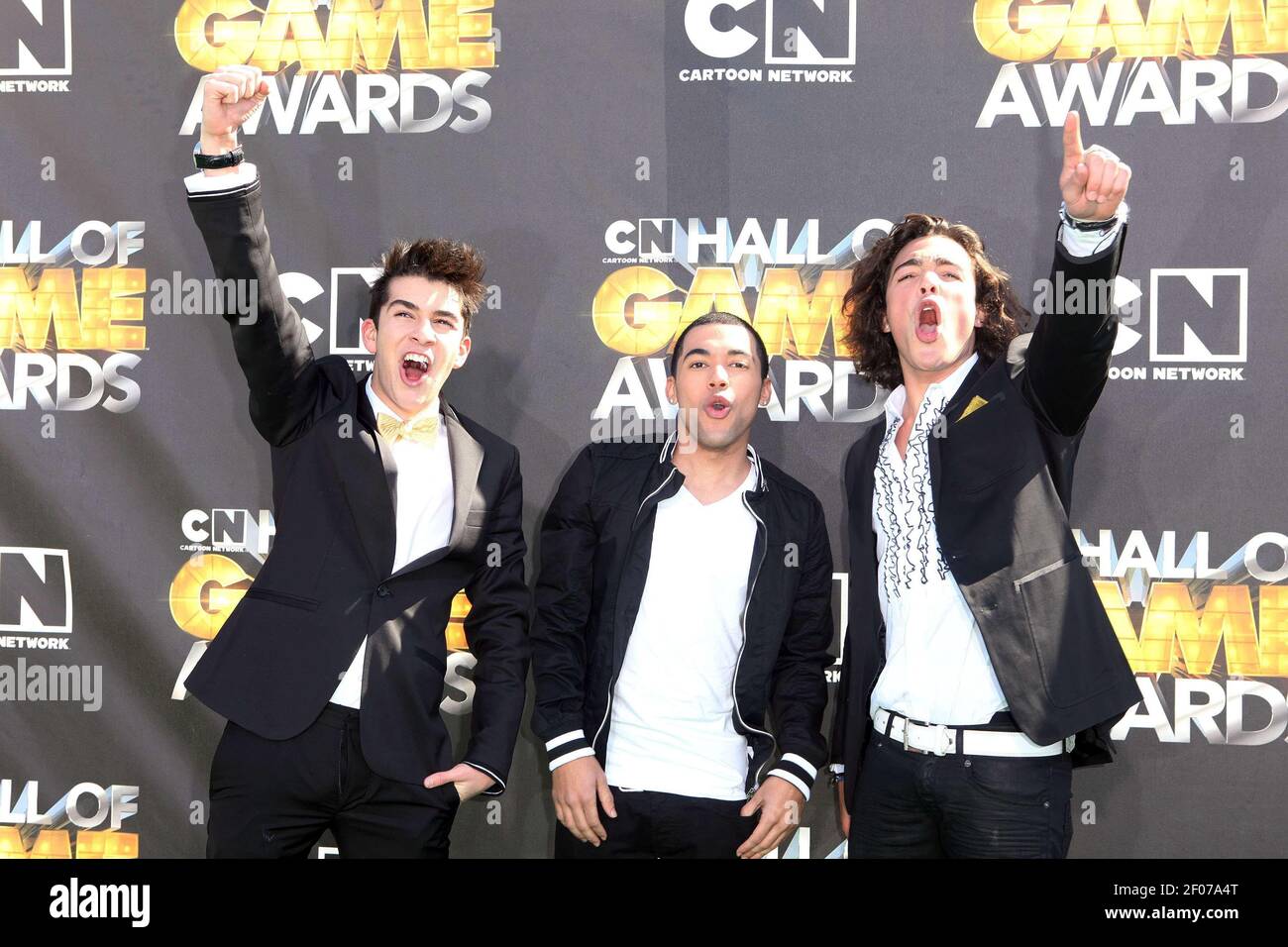 21 February 2011 - Santa Monica, CA - Ali Sepasyar, C.J. Manigo and Jackson  Rogow arrive to the Cartoon Network Hall of Game Awards in Santa Monica,  California. Photo Credit: Krista Kennell/Sipa, image size:1300x956