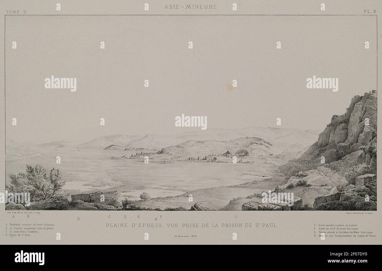 Plaine de'Ephese Vue prise de la prison de St Paul - Rey Etienne - 1867  Stock Photo - Alamy
