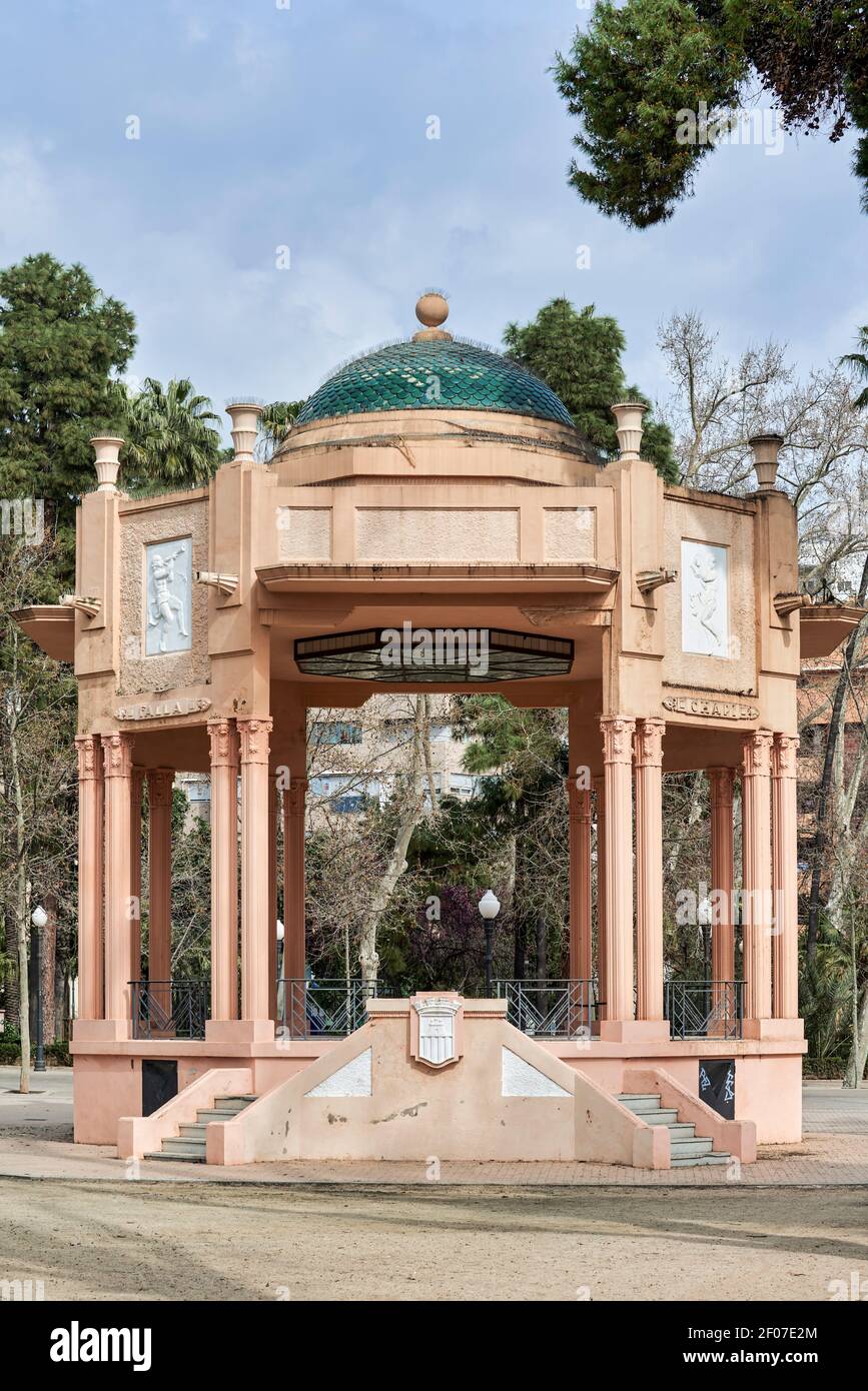 musical temple of the 20th century, 16 geminate columns with Corinthian capital in the Ribalta park, city of Castellon, Spain, Europe Stock Photo