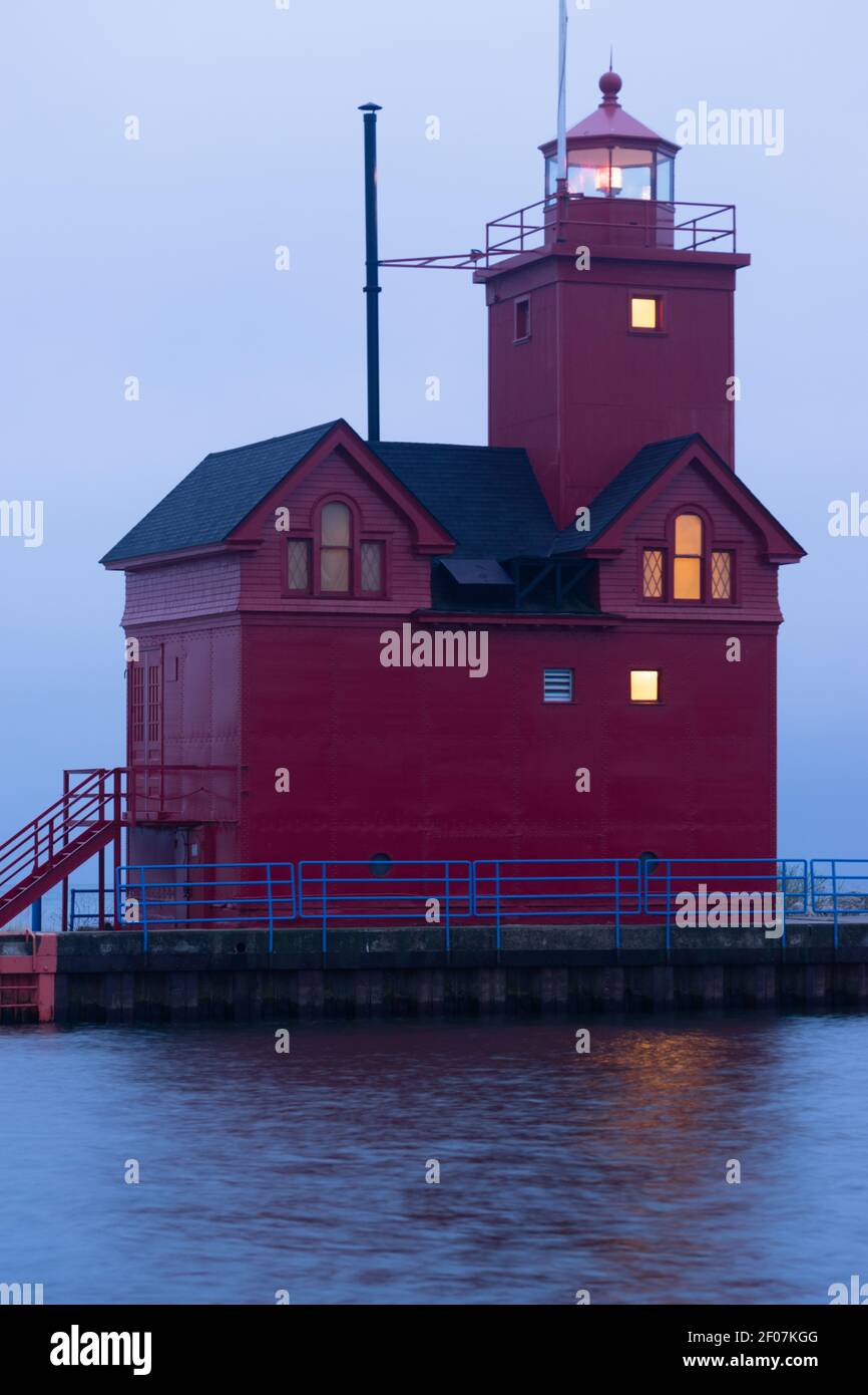 The Red Lighthouse Lake Macatawa Holland Michigan Great lakes Stock Photo Alamy