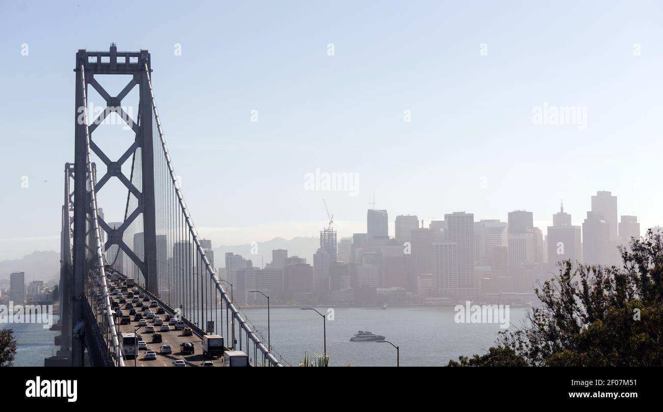 Bay Bridge Rush Hour Traffic San Francisco Transportation Stock Photo