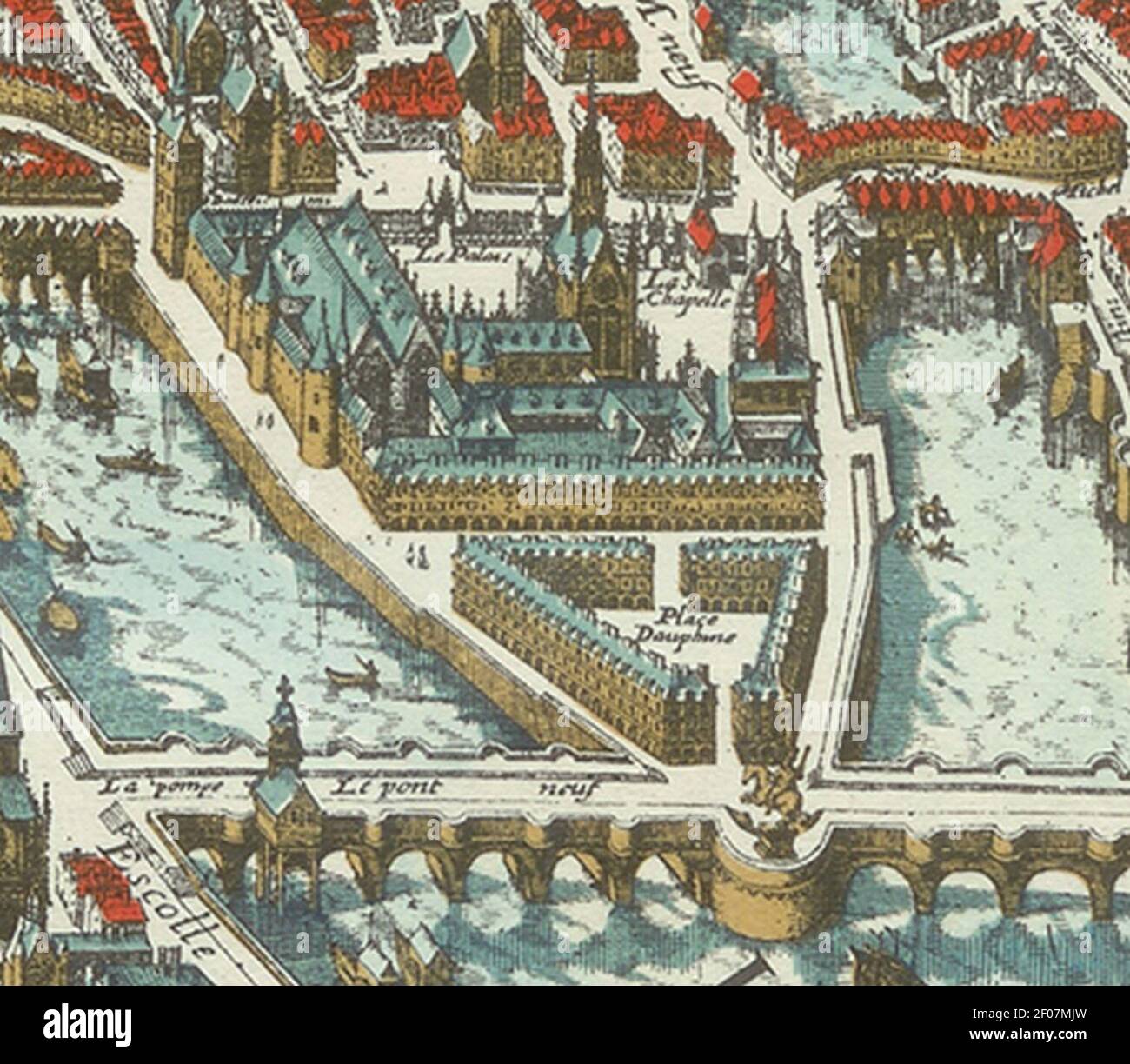 Plan de Mérian 1615 Palais de la Cité. Stock Photo