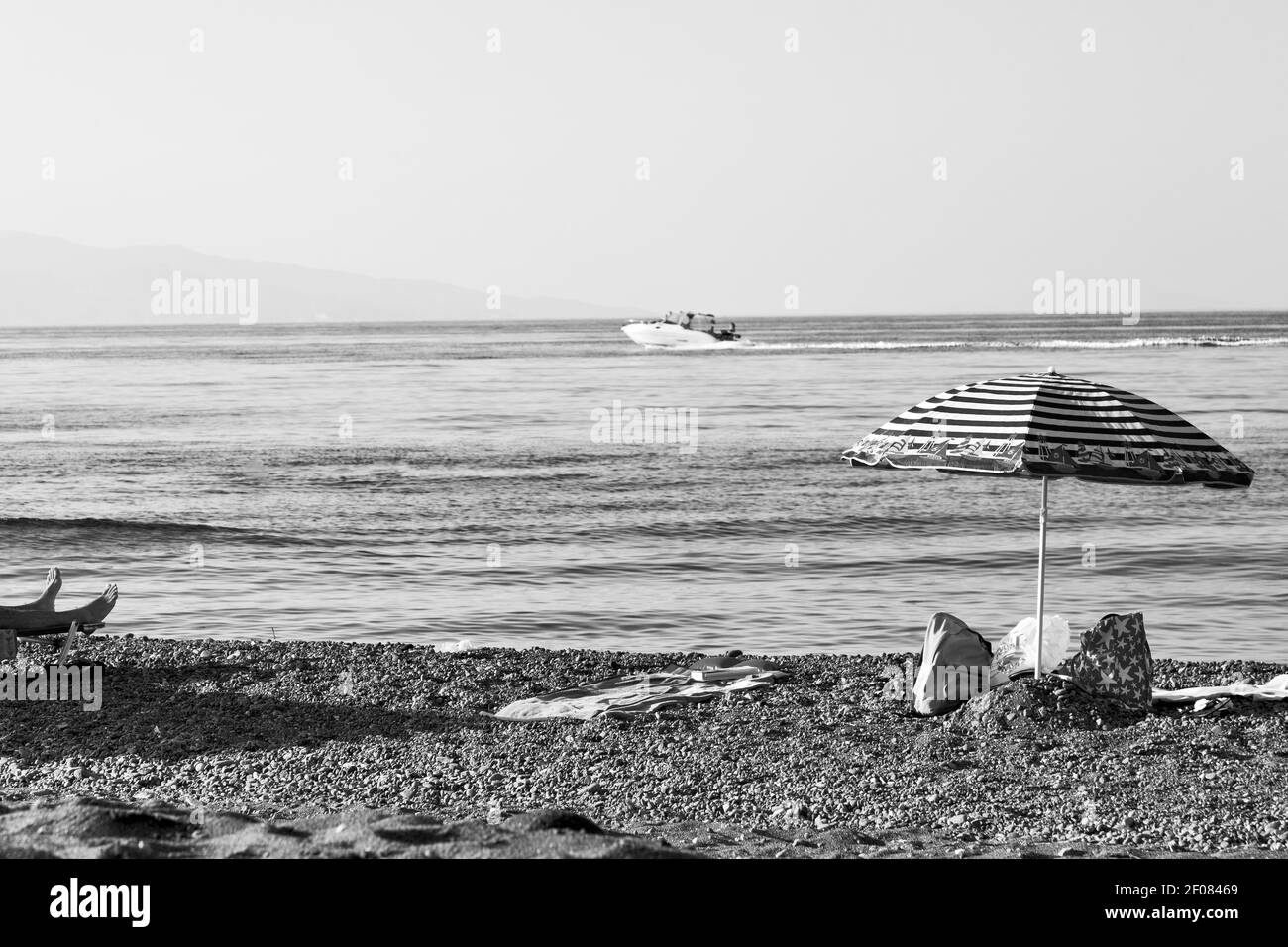 Rock sea     and     beach   in  boat Stock Photo