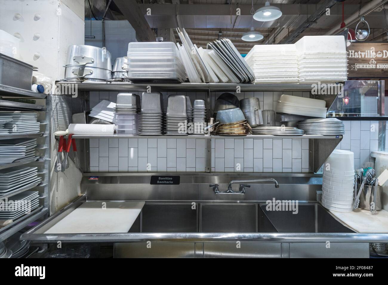 Commercial Kitchen Sinks Stock Photo