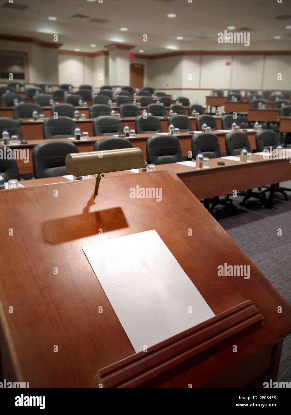 Podium in large empty conference room, Philadelphia, USA Stock Photo