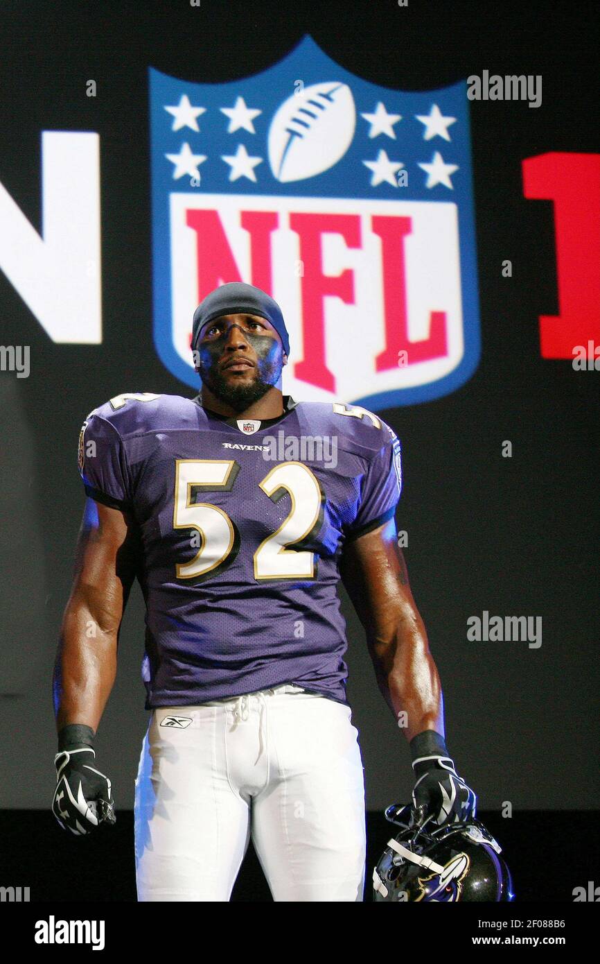 06 June 2011 - Los Angeles, CA - Ravens NFL football player Ray Lewis  stands onstage during EA Sports 'Madden 12' demo at the 2011 EA E3 Press  Conference in Los Angeles.