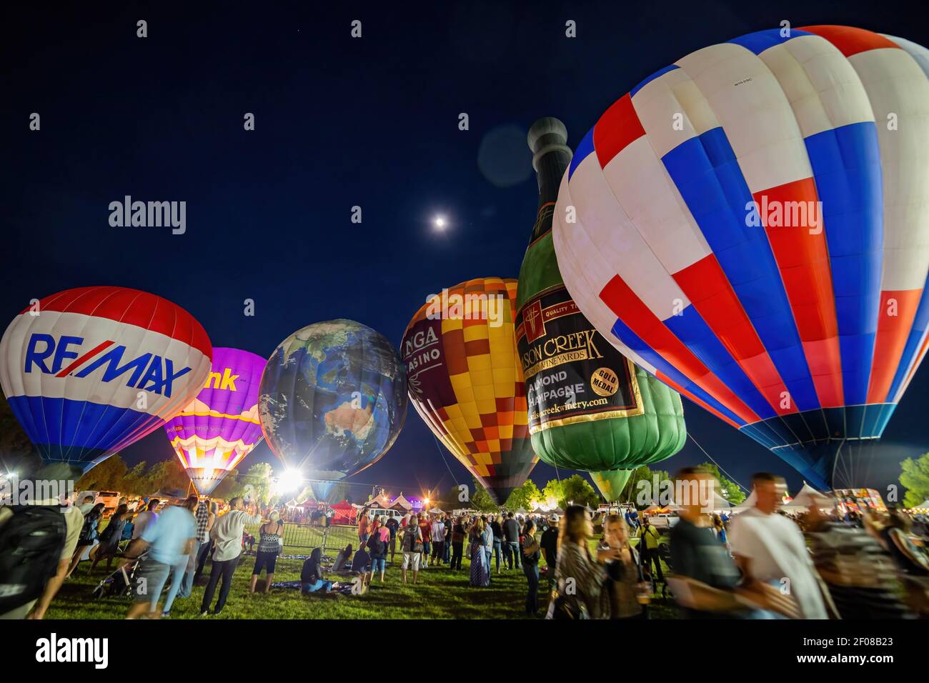 Temecula, MAY 29, 2015 Night view of some beautiful hot air balloon