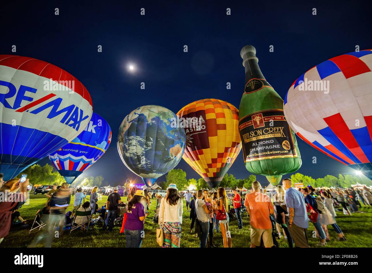 Temecula, MAY 29, 2015 Night view of some beautiful hot air balloon