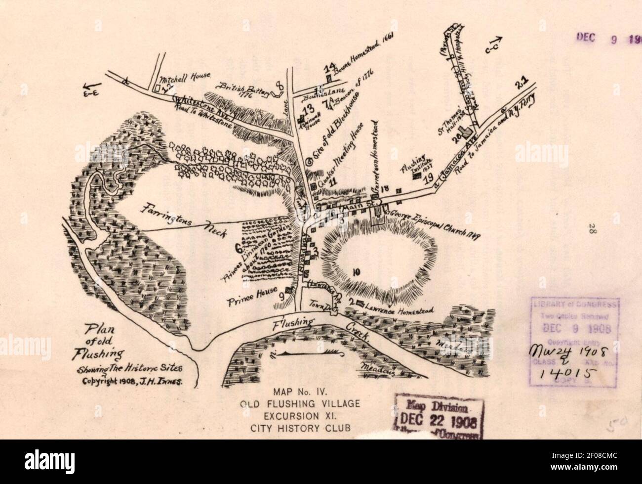 Plan of old Flushing showing the historic sites Stock Photo Alamy