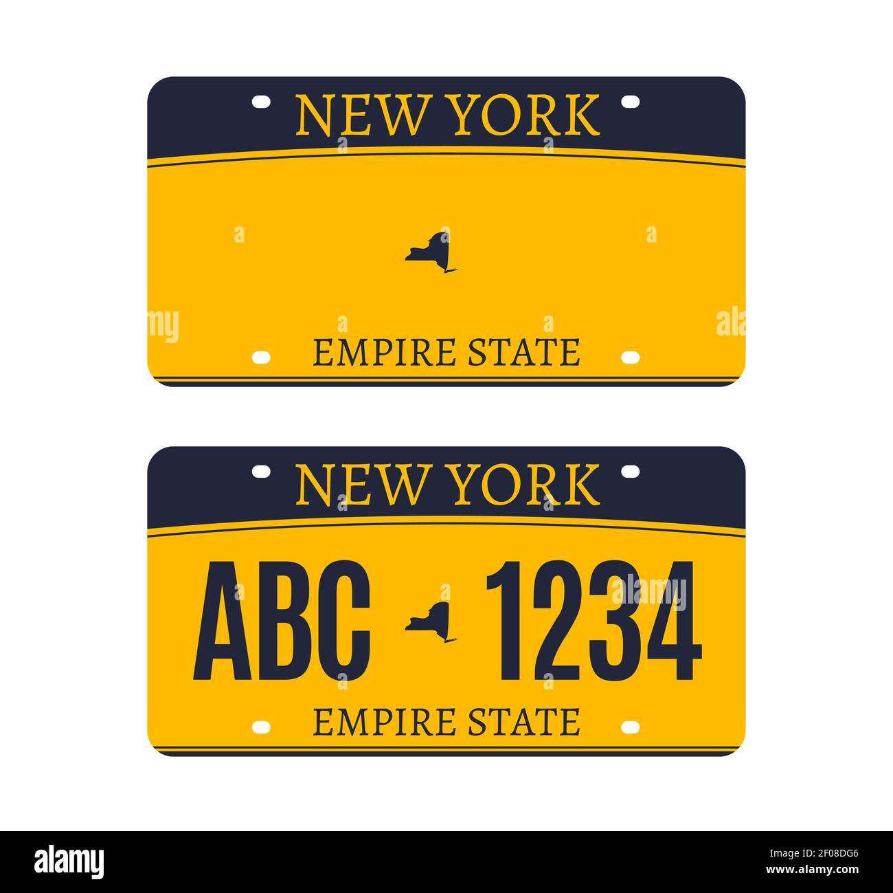 New York licence plate. American metal vehicle registration Stock Vector