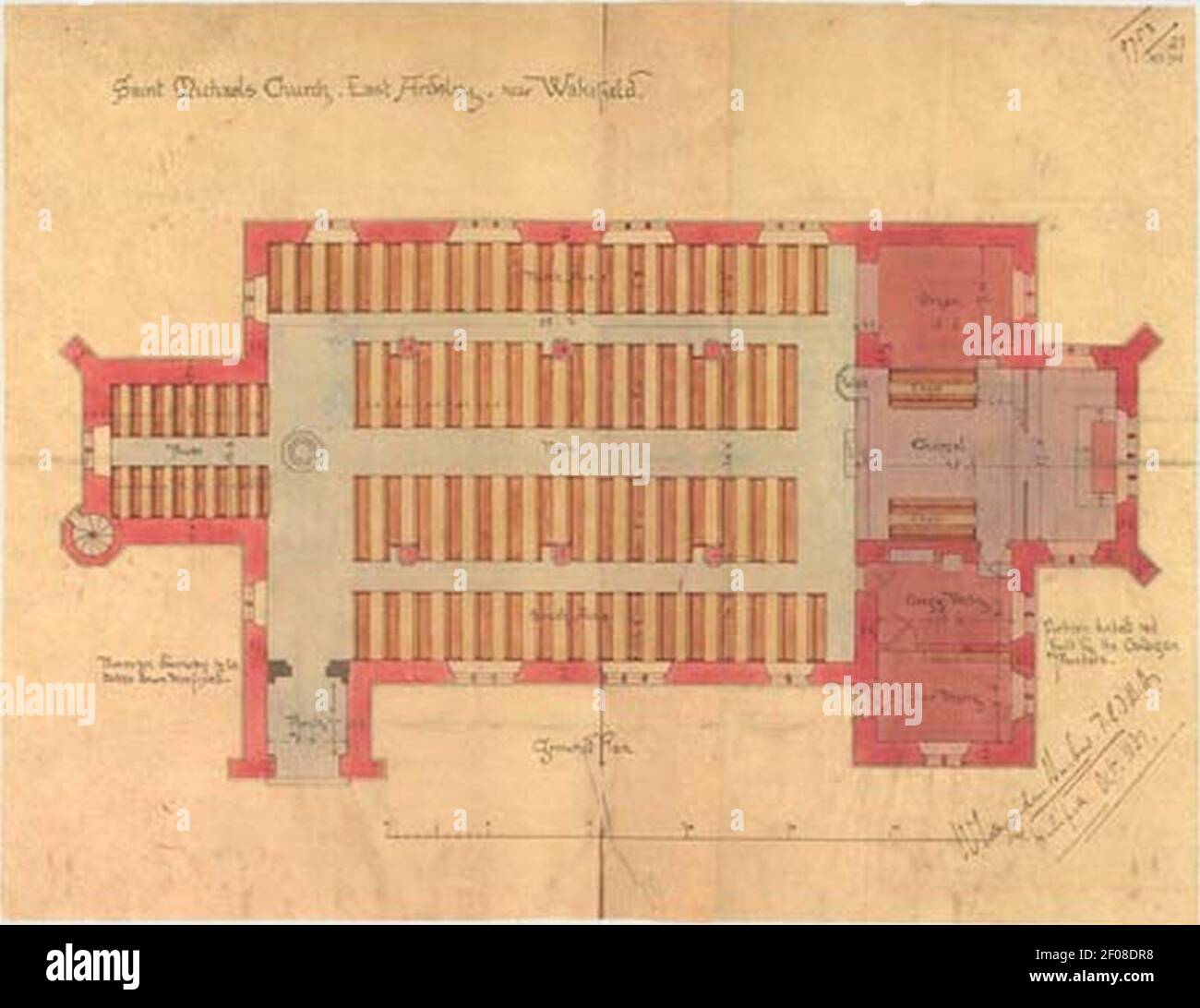 Plan of St Michael and All Angels Ardsley East 1881 Stock Photo Alamy