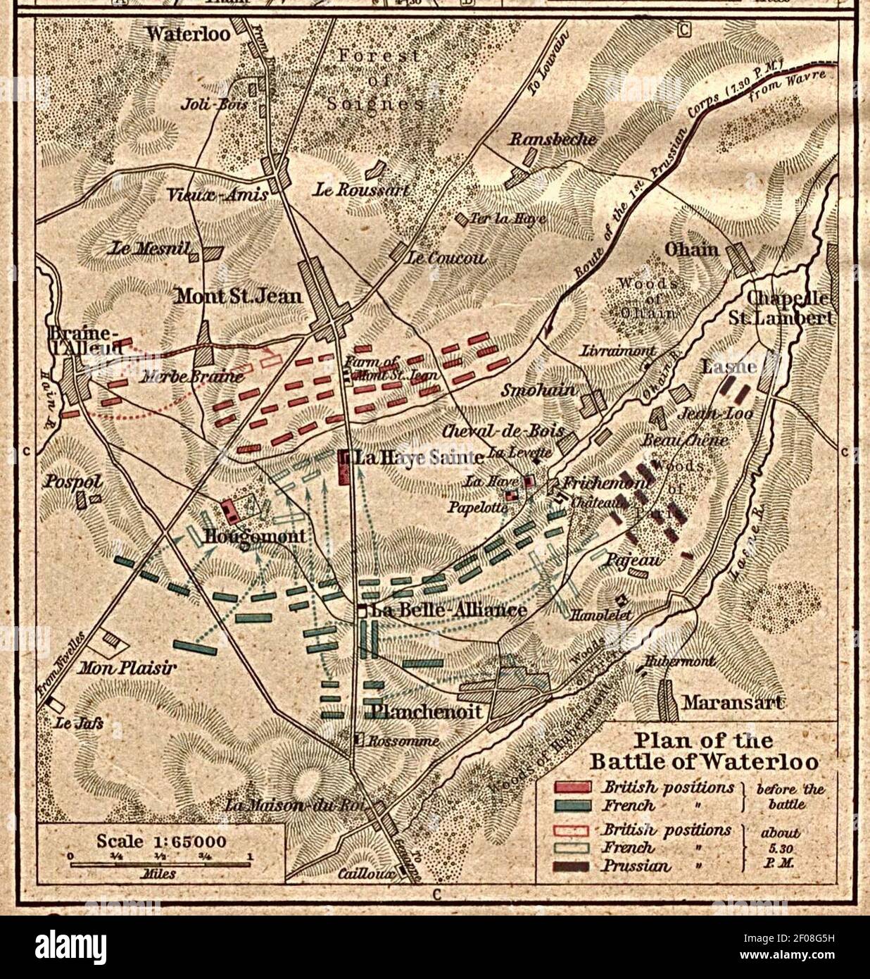 Plan of the Battle of Waterloo Stock Photo - Alamy