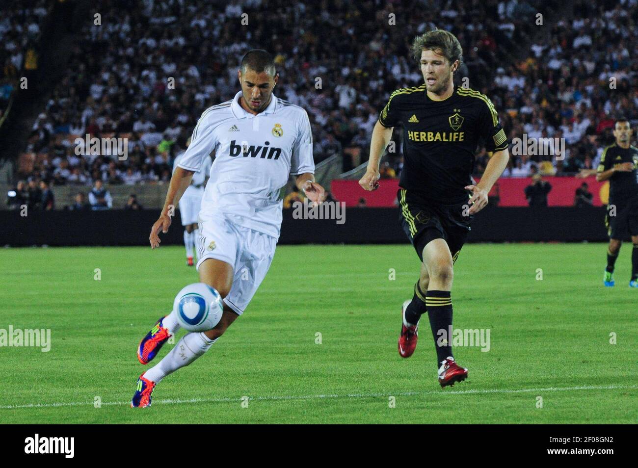 Karim Benzema. 16 July 2011, Los Angeles, CA. Los Angeles Galaxy vs Real  Madrid friendly soccer game held at the Los Angeles Memorial Coliseum.  Live. Photo Credit: Giulio Marcocchi/Sipa Press./GalaxyRealMadrid  gm.116/1107171212 Stock