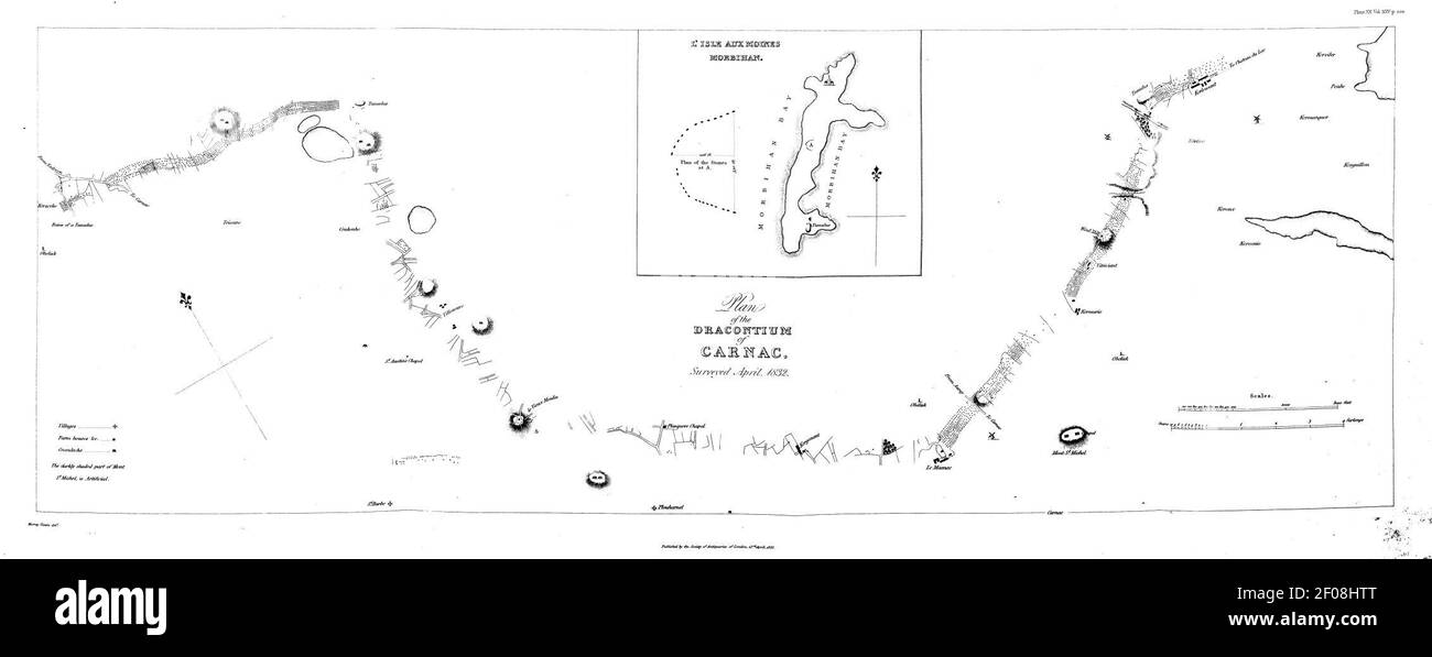Plan of the Dracontium of Carnac. Surveyed April 1832. Stock Photo