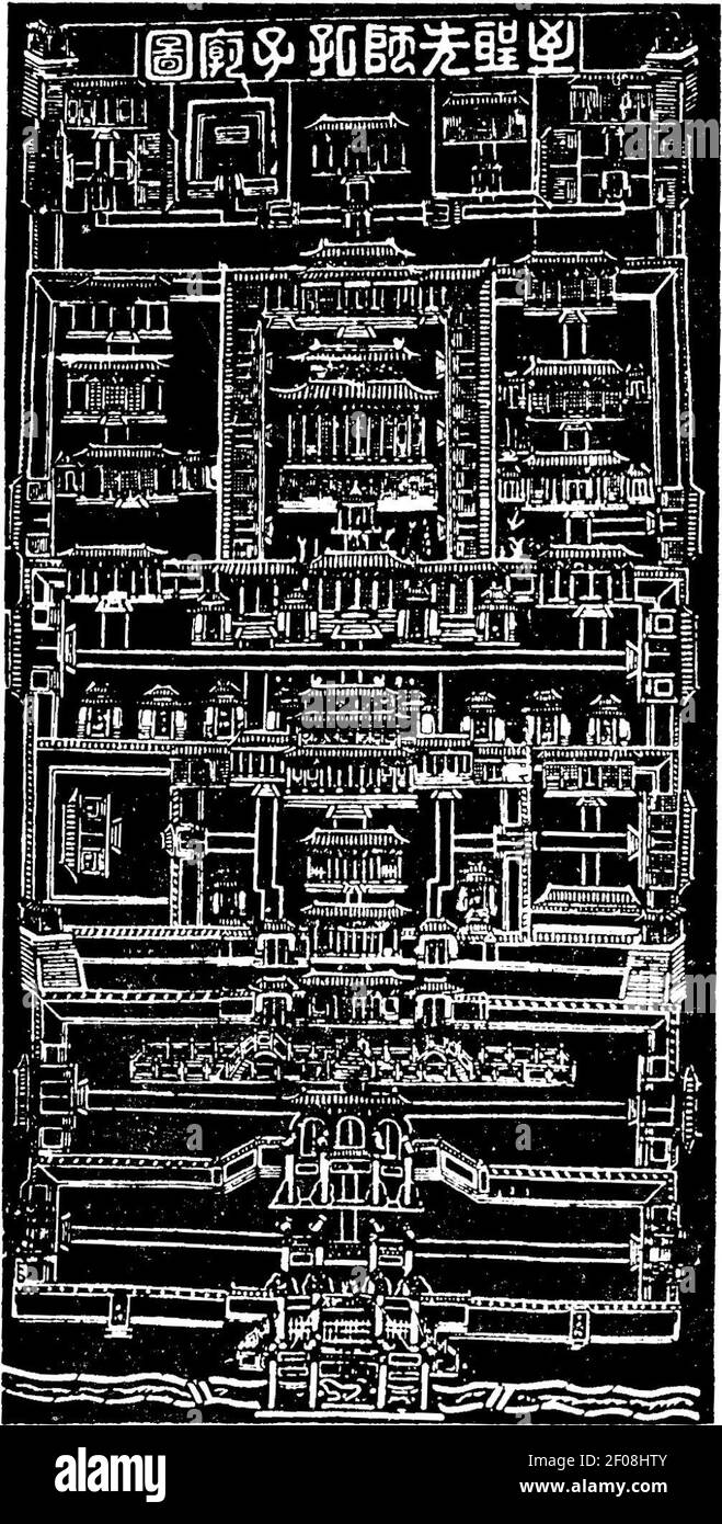 Plan of the Confucius Temple in Qufu, Shandong. Stock Photo