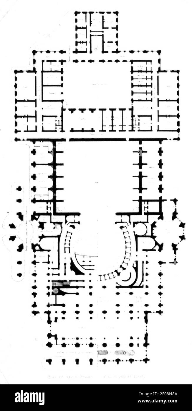 Plan of Viollet-de-Duc's Opera Competition project, 1861 - Mead 1991 p74. Stock Photo