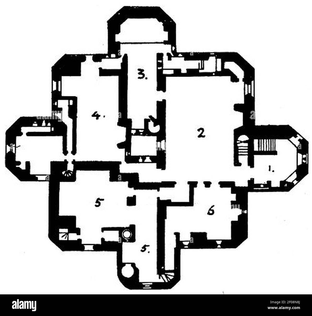 Plan of Warkworth Castle's keep, 1909 Stock Photo Alamy