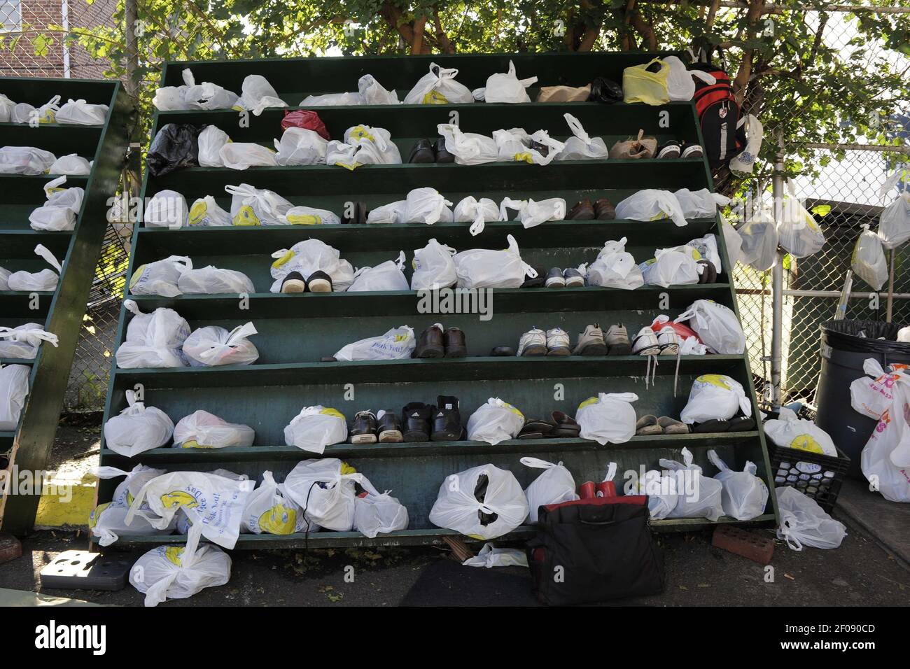Shoe Rack For Pray 30 August 2011 - New York - Shoe rack at the entrance of Al-Hikmah ...