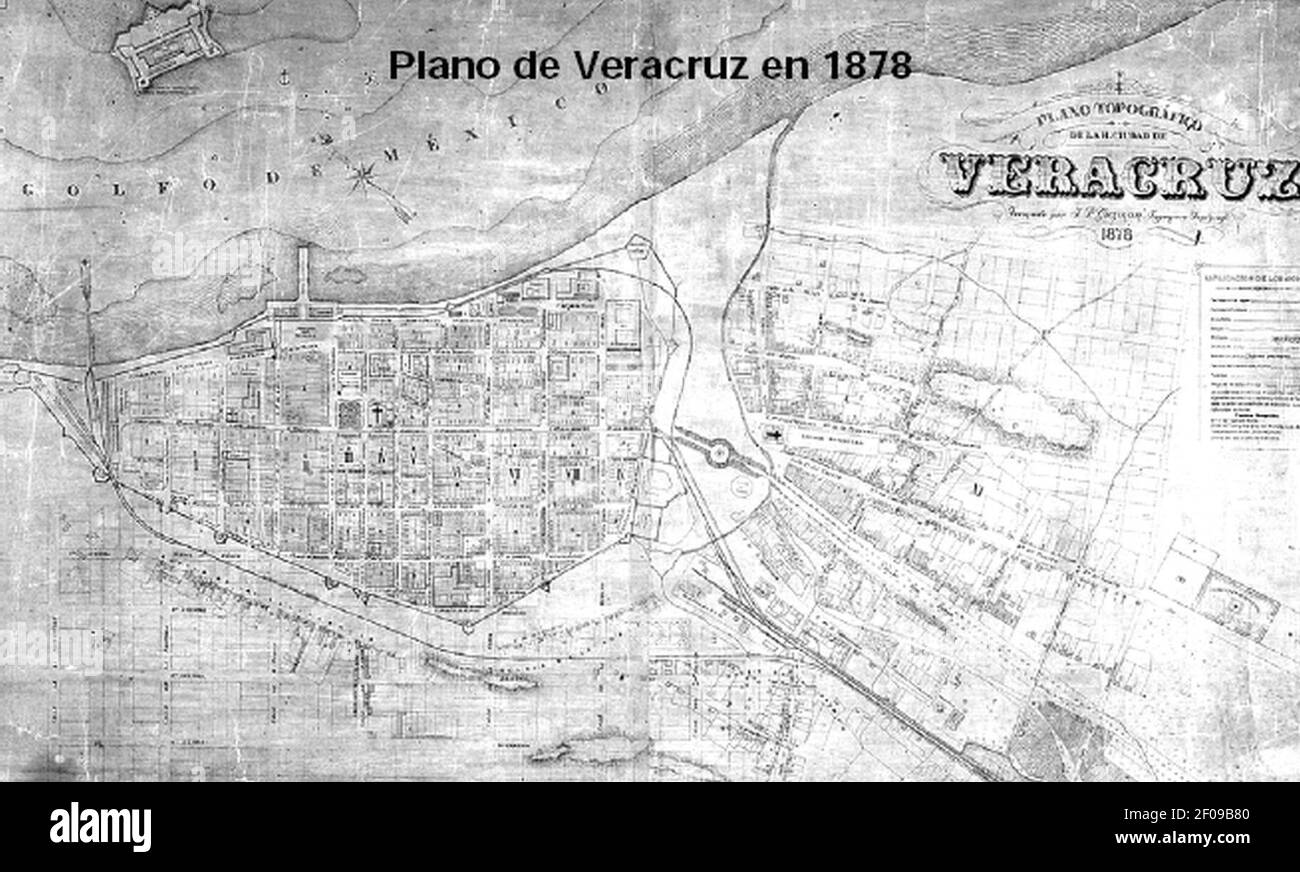 Plano de Veracruz en 1878 Veracruz, Veracruz. México Stock Photo Alamy